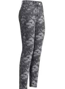 Jeans mit floraler Dessinierung