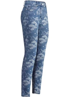 Jeans mit floraler Dessinierung