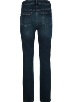 Jeans mit Glitzersteinchen und Ziernähten
