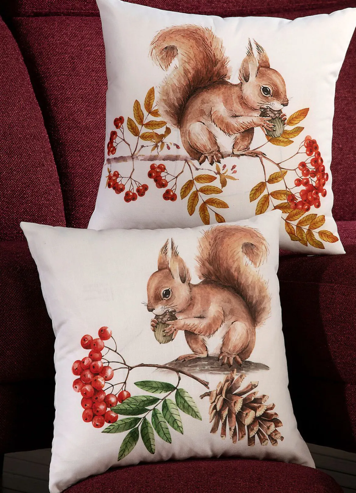 Kissenbezüge mit Eichhörnchen-Motiven