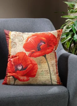 Kissenbezug mit Mohnblumen-Motiven