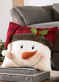 Kissenbezug mit Schneemannapplikation