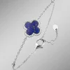 Kleeblatt-Armband mit echt Lapislazuli und synth. Zirkonia