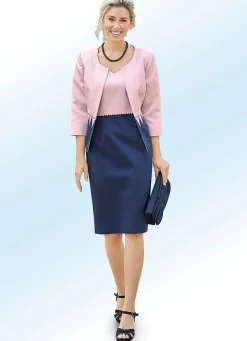 Kleid mit Bolero und Perlen- sowie Strasssteinzier
