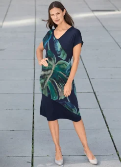 Kleid mit Chiffon-Besatz