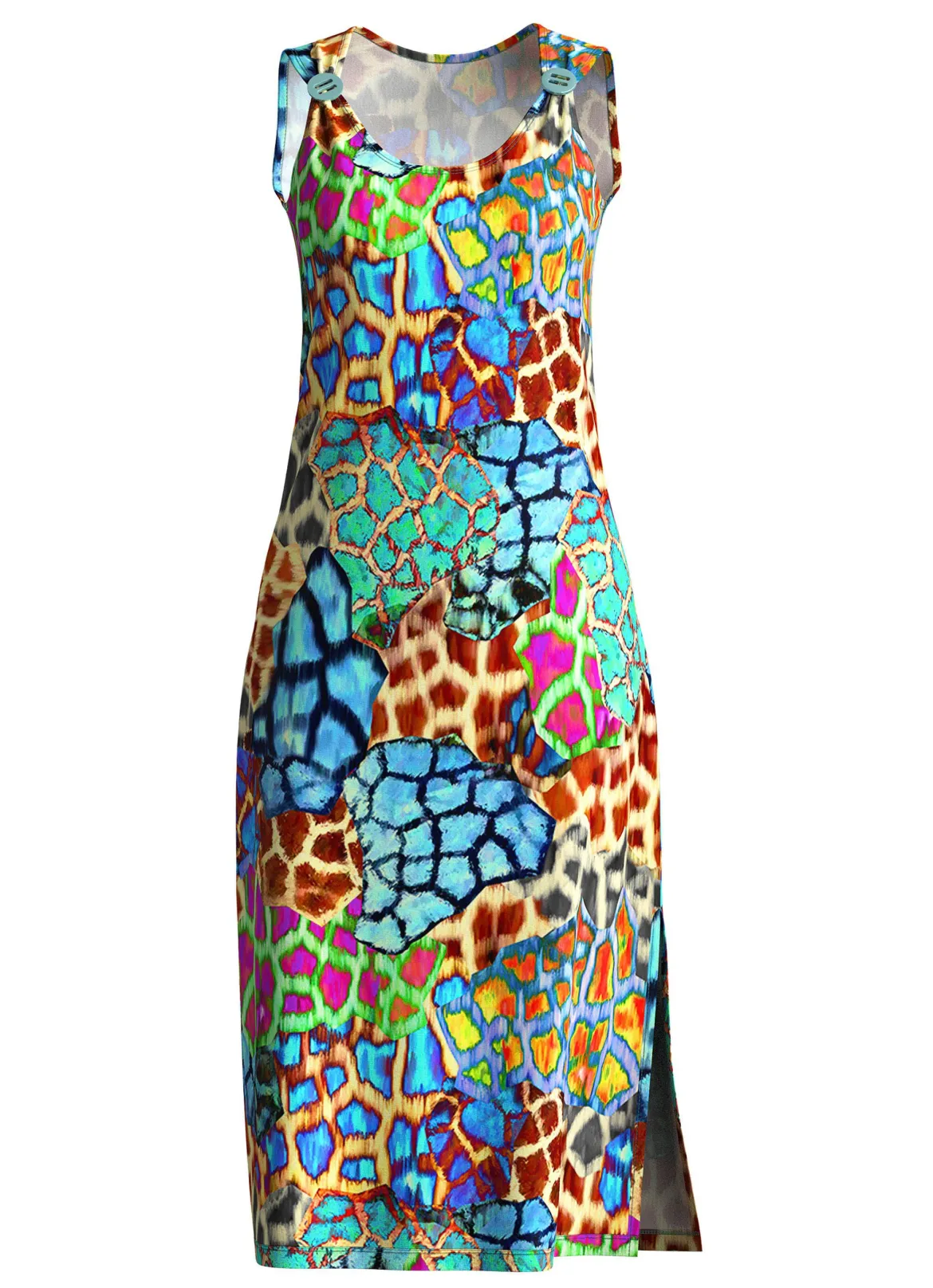 Kleid mit farbbrillantem Druckdessin