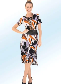 Kleid mit Nappa-Lederimitat-Einsatz