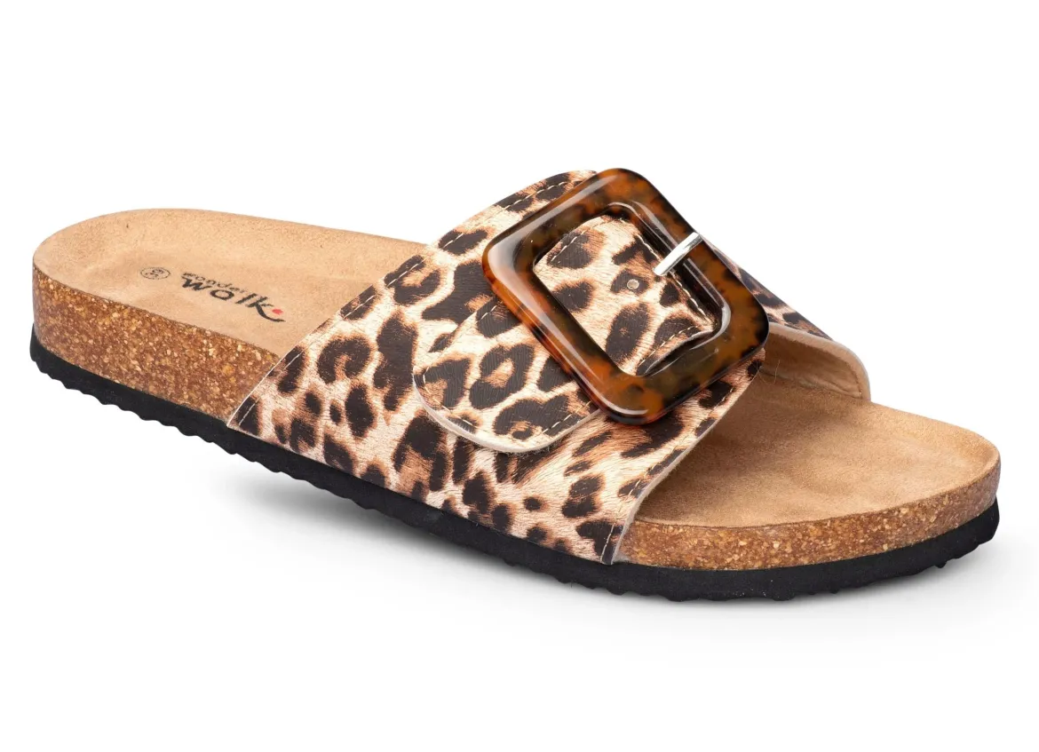 Klett-Pantolette in Leder-Optik