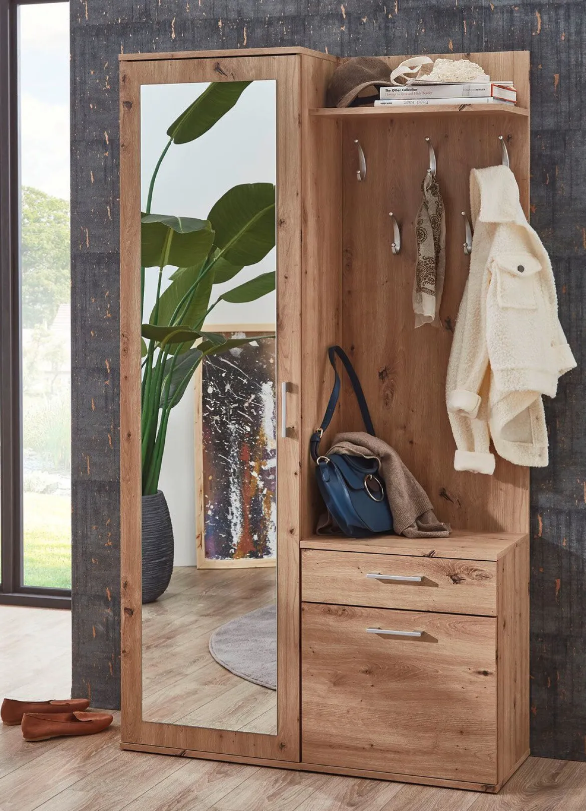 Kompaktgarderobe m.Spiegel