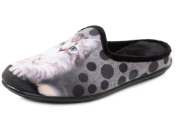Laurina, klassische Damen-Hausschuhe, mit Katzen-Motiv