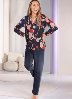 Laurina Schlafanzug, langer Hose mit Dehnbund