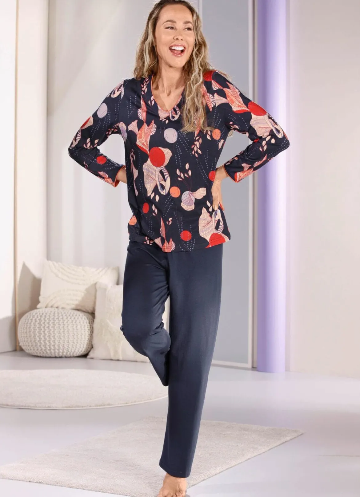 Laurina Schlafanzug, langer Hose mit Dehnbund