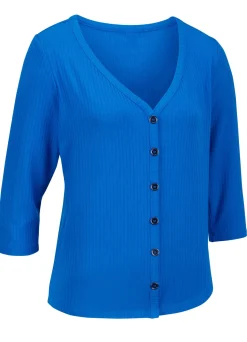 Laurina Shirtjacke mit durchgehender Knopfleiste