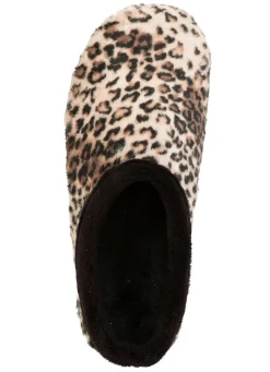 Laurina, trendige Damen-Hausschuhe, mit Leoparden-Dessin