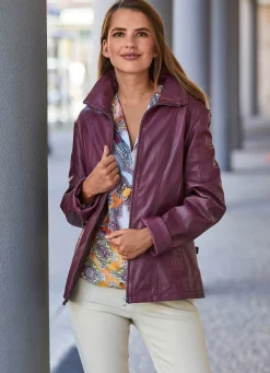Lederjacke mit Steh-Umlegekragen
