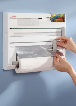 Leifheit Wandrollenhalter mit Tesafilm-Spender und Kleinteile-Box