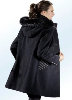 Longjacke in 2 Farben mit kontrastfarbenem Zierstepp an den Schubtaschen