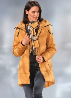 Longjacke mit fester Kapuze
