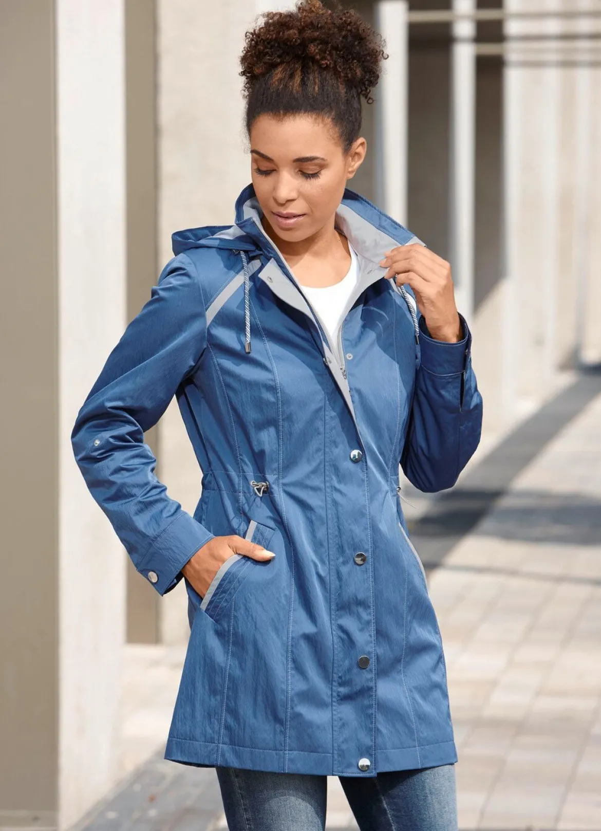 Longjacke mit krempelbaren Ärmeln