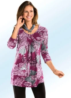Longshirt mit Allover-Dessin in 3 Farben