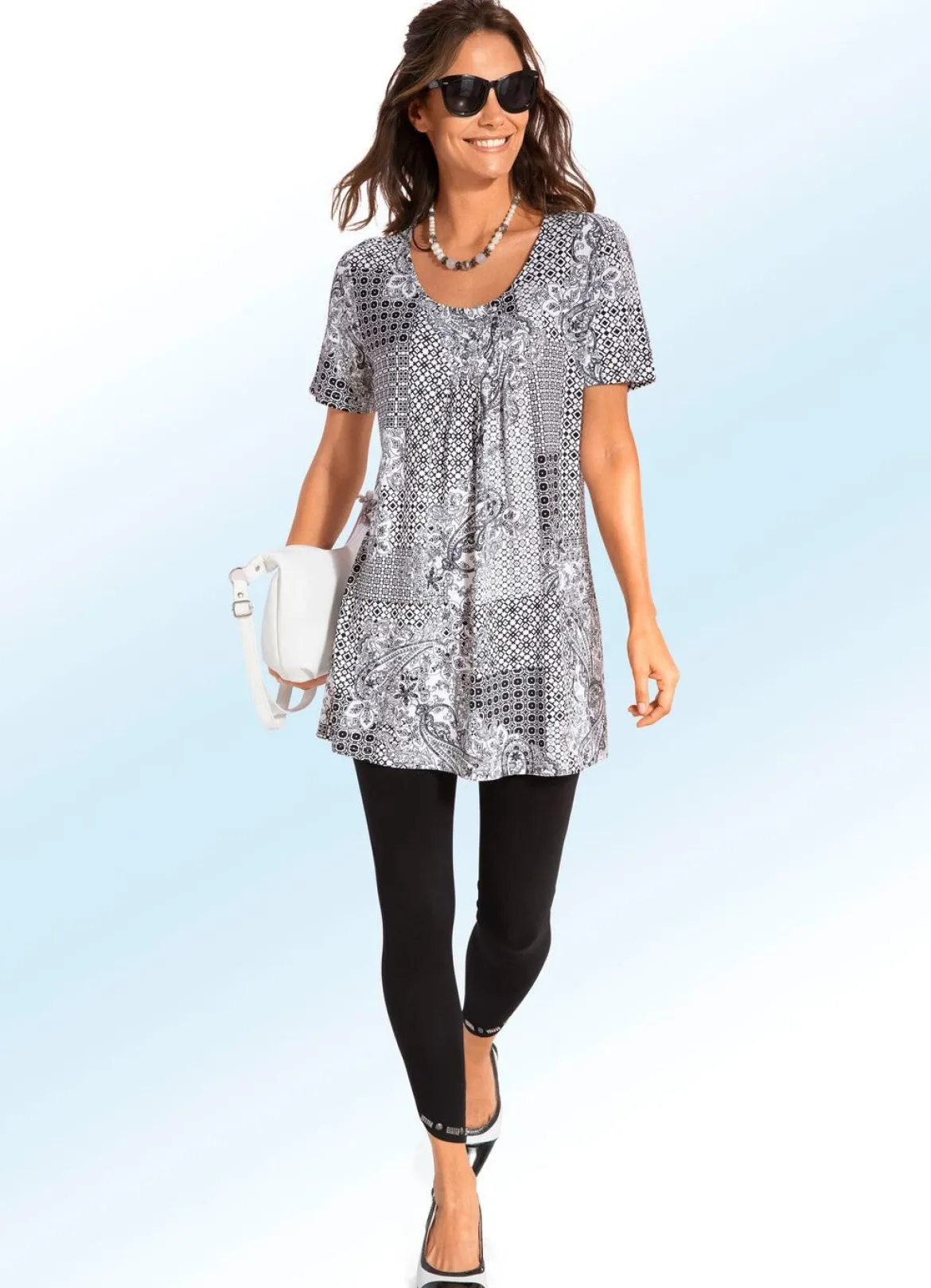 Longshirt mit Faltenlegung in 3 Farben