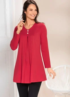 Longshirt mit Kellerfalte im Vorderteil in 2 Farben