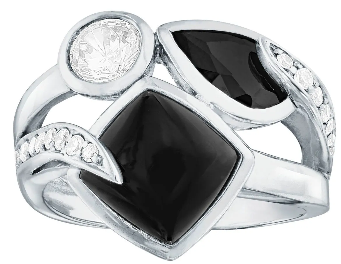 Massiver Damenring mit Onyx