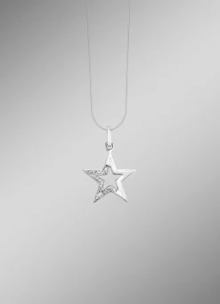 Mattierter Stern-Anhänger mit synth. Zirkonia