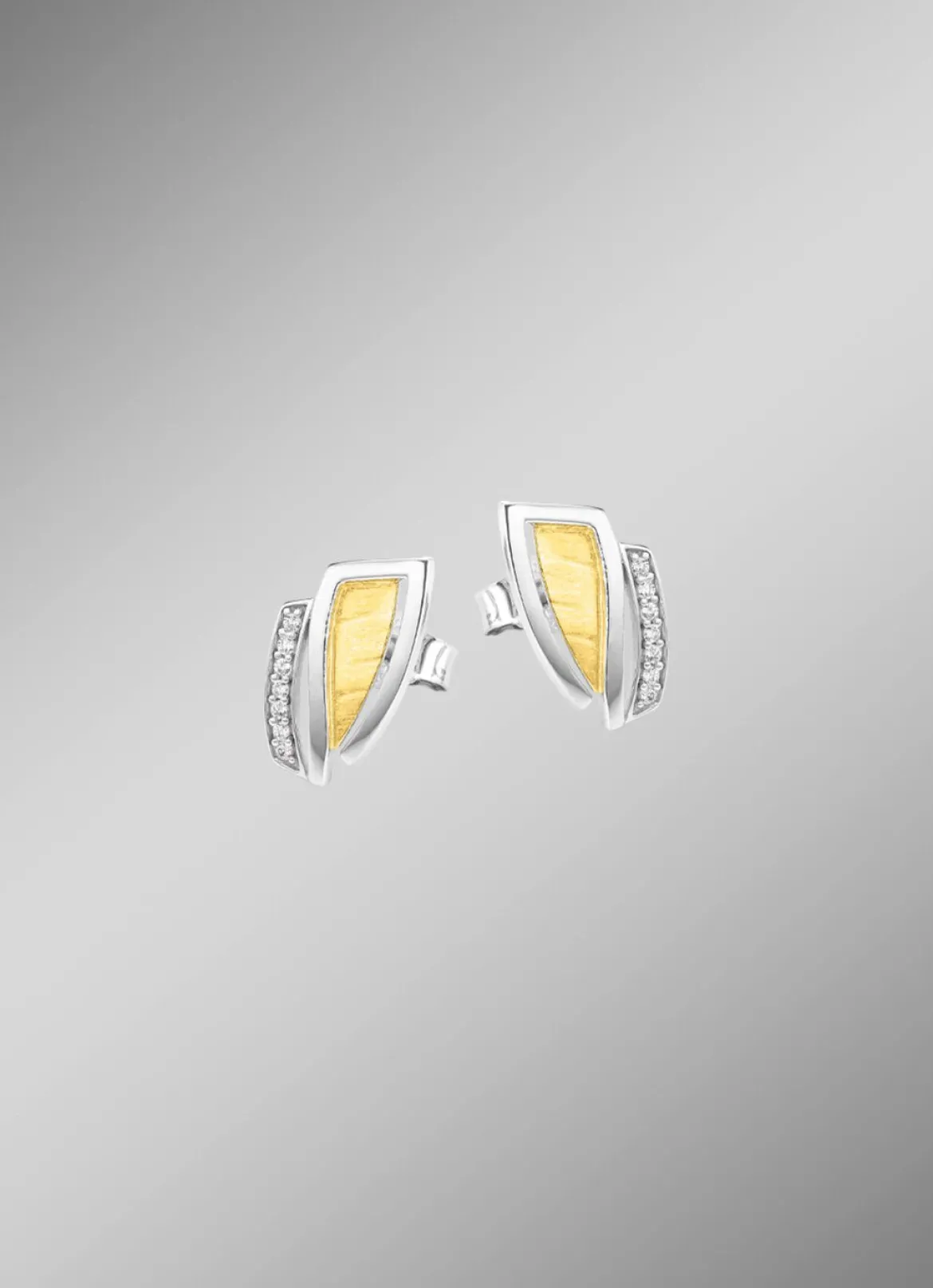 Moderne Ohrstecker in Bicolor mit Zirkonia
