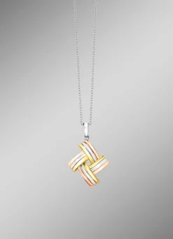Modischer Knoten-Anhänger in Tricolor mit Ankerkette