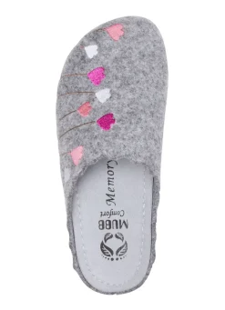 Mubb, klassische Damen-Hausschuhe, Weite H, mit Blumen-Stickerei