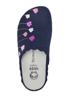 Mubb, klassische Damen-Hausschuhe, Weite H, mit Blumen-Stickerei