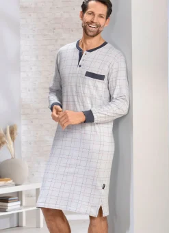 Nachthemd mit Knopfleiste und Bündchen