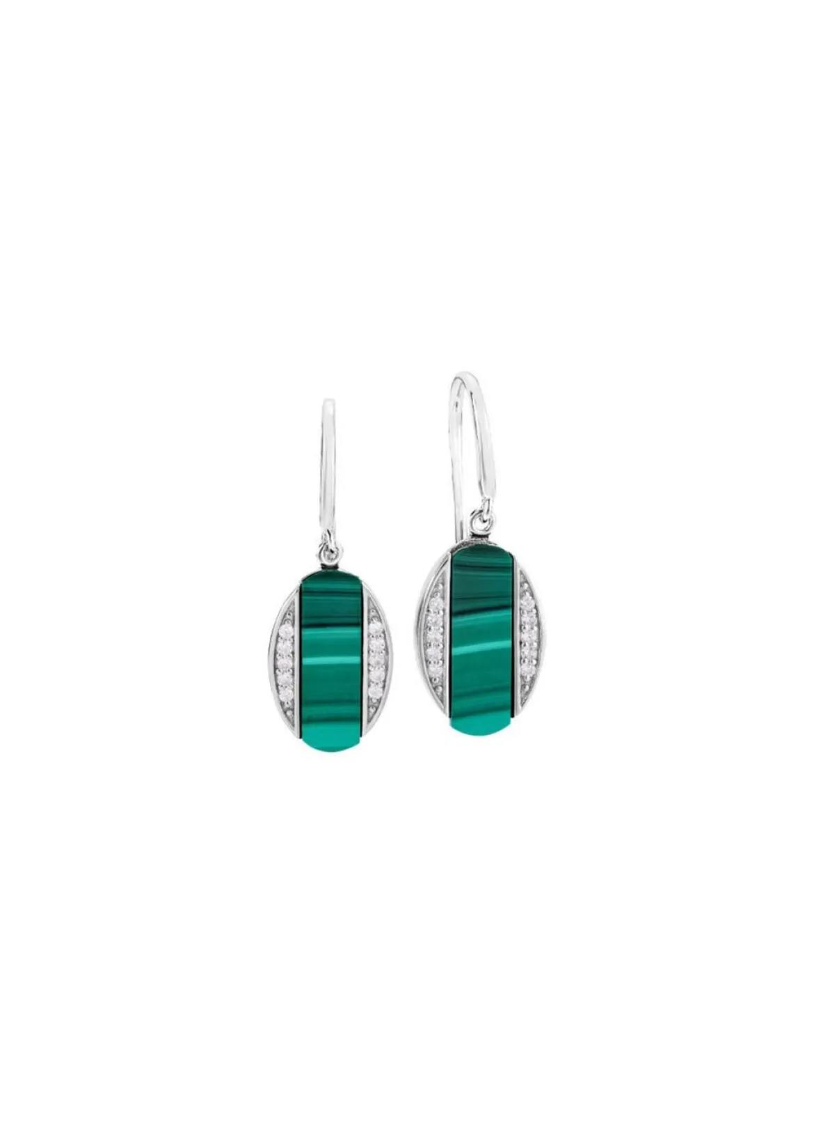 Ohrhaken mit Zirkonia und Malachit-