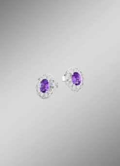 Ohrstecker mit echt Amethyst und synth. Zirkonia