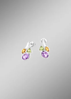 Ohrstecker mit echt Amethyst, echt Citrin und echt Peridot