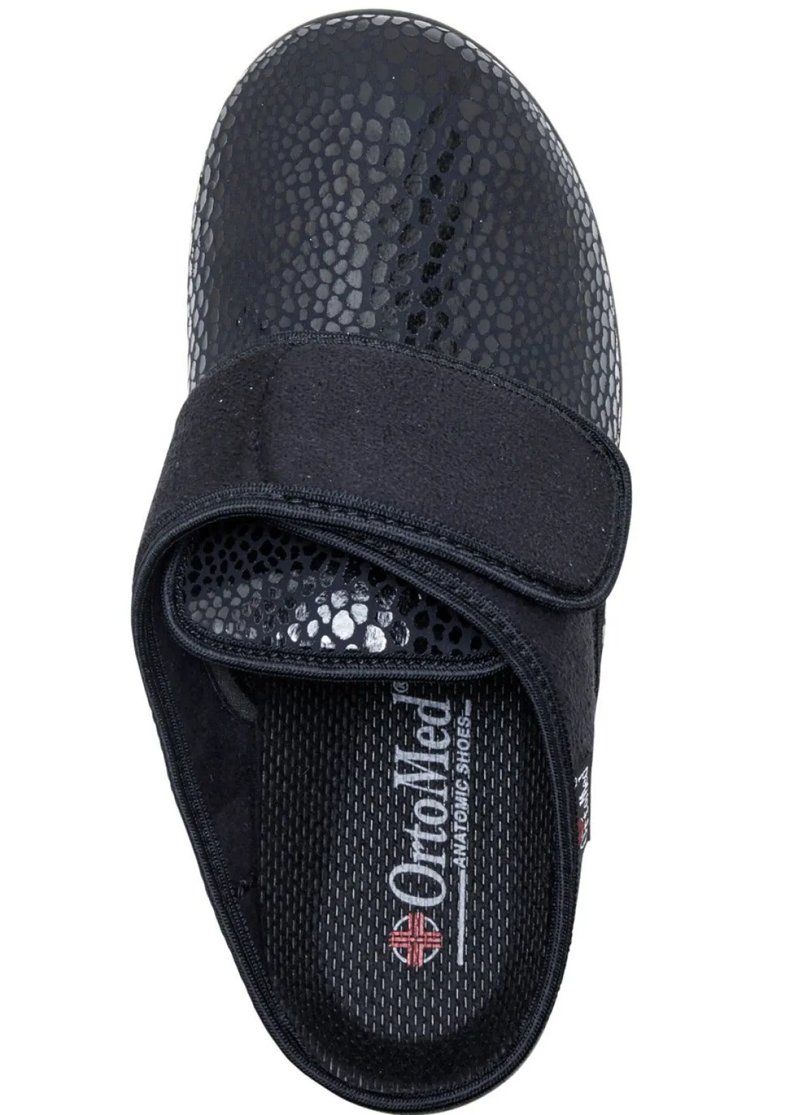 Pantoffel aus Elastik und Veloursmaterial