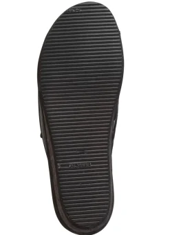 Pantolette aus Nappaleder und krokogeprägtem Lackleder