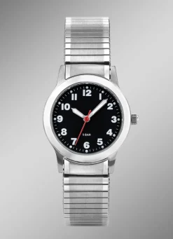 Para-Quartz-Damenuhr mit Edelstahlzugband