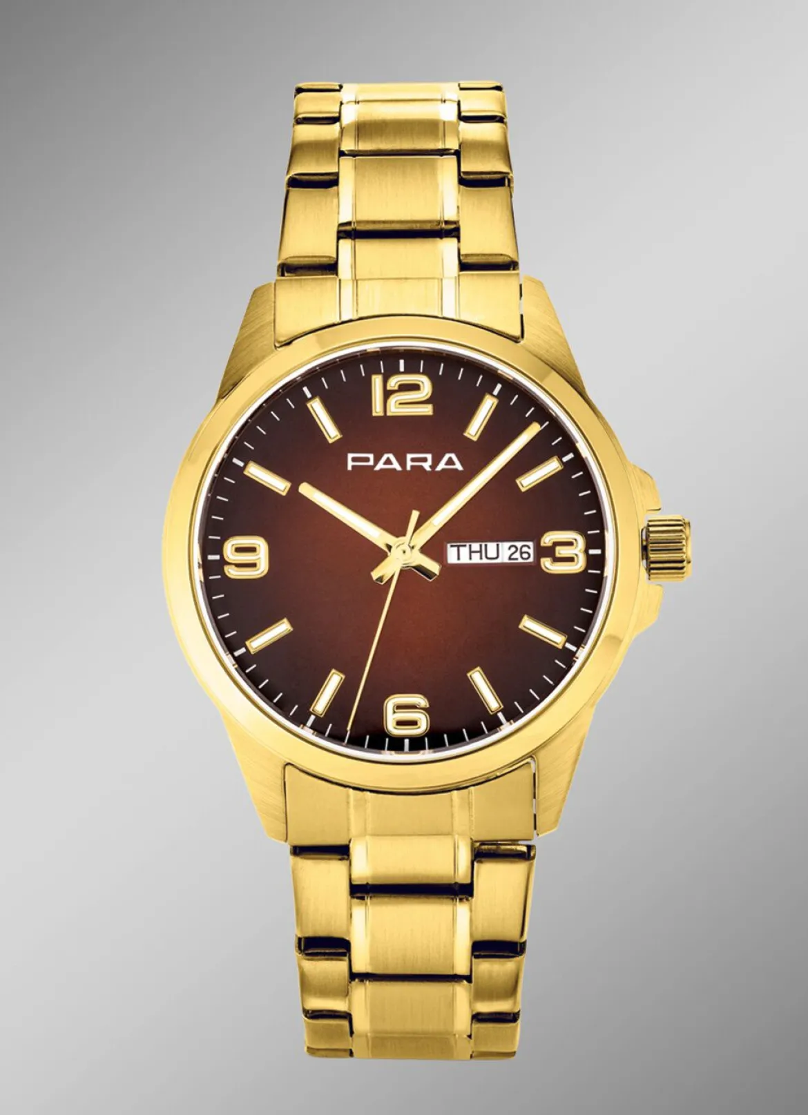 Para-Quartz-Herrenuhr mit Stahlbandgehäuse