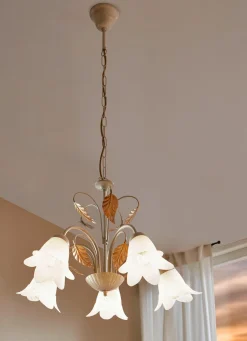 Pendelleuchte aus Metall mit Glasschirmen