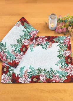 Platzset mit Blüten-Motiv, 2-teilig