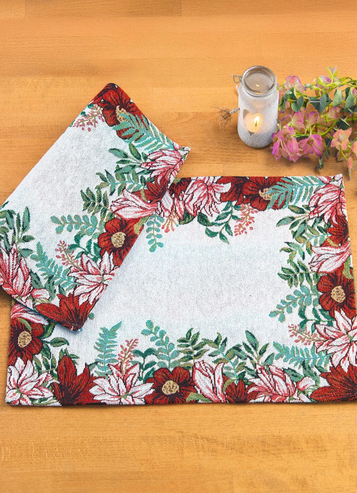 Platzset mit Blüten-Motiv, 2-teilig