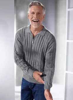 Polopullover mit kurzem Reißverschluss in 3 Farben