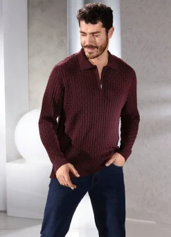 Polopullover mit kurzem Reißverschluss in 3 Farben