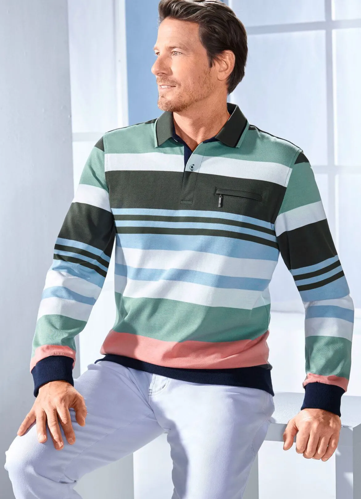 Poloshirt mit Reißverschluss-Brusttasche
