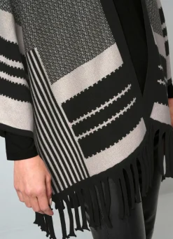Poncho-Strickjacke in Jacquard-Dessin