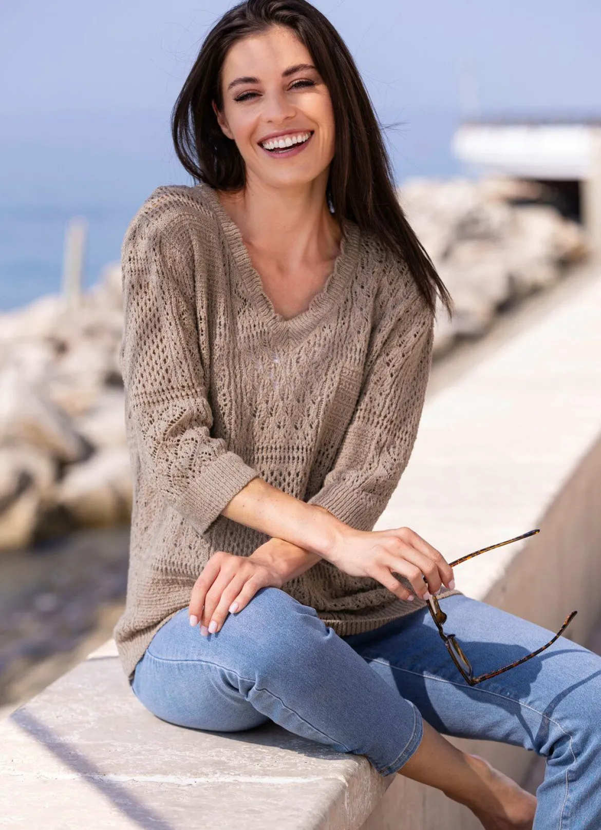 Pullover in Feinbouclé