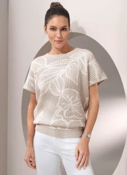 Pullover mit edlem Floraldessin