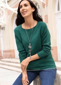 Pullover mit Glitzereffekt an den Rollkanten
